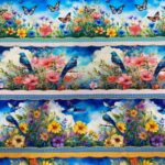 Barra Borboletas, Pássaros e Flores 100% algodão