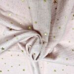 Mousseline Rosa com estrelas douradas