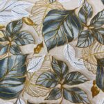 Loneta Estampa de Folhas Verde e detalhe dourado