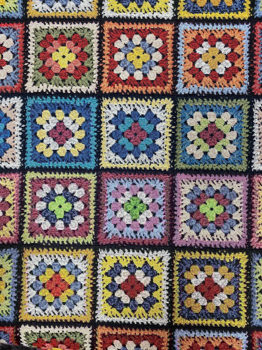 public-910 Gobelin Estampado Quadrados Bordados - Image 1