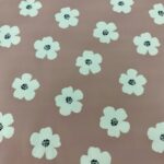 Tela Impermeável Estampada - Flores com fundo Rosa Velho